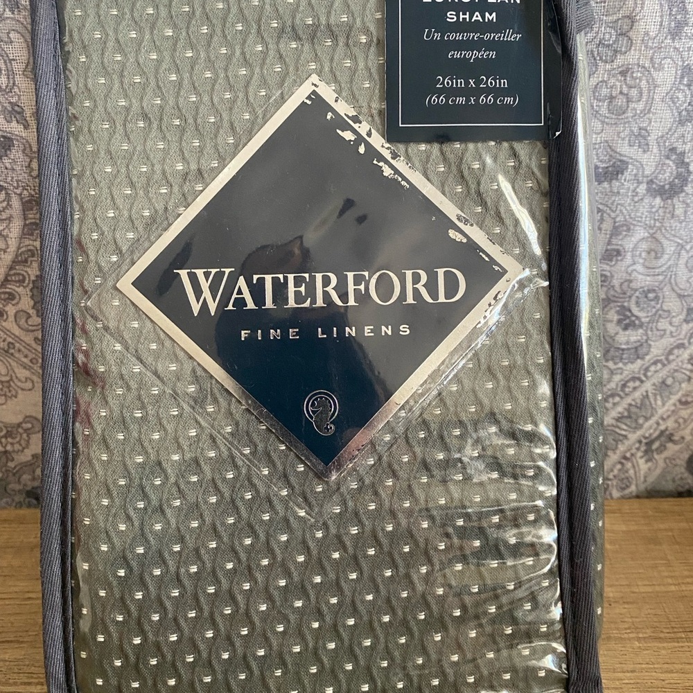 New Waterford Fine Linens Garner European Sham 26 x 26 Sage and Silver